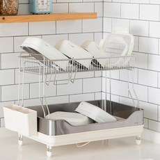 Haatz 小巧裝飾盤乾燥架 CKA-4202Y, 象牙白 + 不鏽鋼