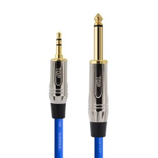 HDtop 韓國製3.5立體聲5.5單聲道連接線 3m, 藍色, 1個, HT-TP3714