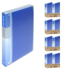 ECO Chungwoon PP彩色半透明資料夾 A4 60頁, 藍色, 8本