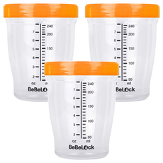 Bebelock Tritan材質 Premium 副食品刻度密封罐 Set 3個, 橘色, 240ml