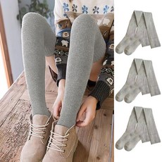 이츠굿텐 여성용 소프트 보온 기모 오버니삭스 무릎 양말 3켤레 세트