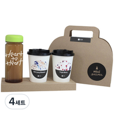 1AM 쥬뗌므 블랜딩 프리미엄 차세트, 크라프트 패키지 + 티백세트(테이크아웃잔 2p + 얼그레이 블라썸 3p + 트리플 베리 3p) + Heart to H 보틀 스티커 + 연두뚜껑 보틀 + 메리크리스마스 패키지 스티커, 4세트