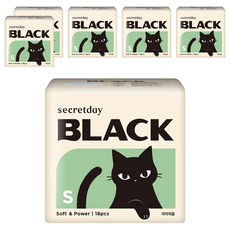 secretday BLACK系列 蝶翼衛生棉, S, 18片, 6包