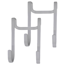 懶角落 多功能金屬櫥櫃門後雙掛鉤 啞光白 背掛式設計 取放便利 結實耐用, 1組