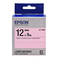 EPSON 標籤帶 台灣公司貨 C53S654418 LK-4RBL, 紅底 + 黑字, 12mm