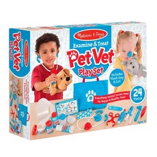 Melissa&Doug 瑪莉莎 角色扮演 寵物診所治療遊戲組, 1組, 藍色 + 白色 + 紅色