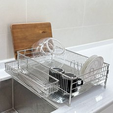 GONGGAMSTORE 全不鏽鋼304自動排水碗盤瀝水架, 單一顏色, 1層