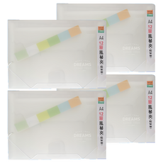 風琴夾 鬆緊帶 SS-10218-01 A4(330 x 236 x 25mm) 12層, 透明, 4個