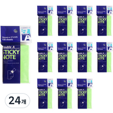 더블에이 스티키 노트 76 x 51 mm, 24개, 네온라임