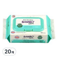밤보네이처 밤보그린 비데 유아물티슈 캡형, 60매, 20개