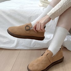 Aboutshoe 女款絨面繫帶樂福平底鞋 TSP1433