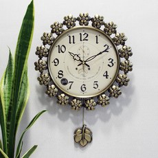 무소음 꽃다발 주물 추벽시계 HSC-527G, 골드