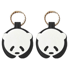 磁吸帽夾 熊猫款 夏季外出 造型掛飾 PU皮革金屬材質, 黑色, 6 x 6cm, 2個