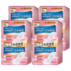 whisper 好自在 台灣公司貨 Air Dry 雲枕瞬吸衛生棉, 日用量大型(28cm), 20片, 4包