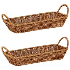 house recipe. PP藤編手把托盤, 棕色, 2個