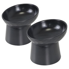 Monagio 寵物圓形陶瓷碗組, 黑色, 2個