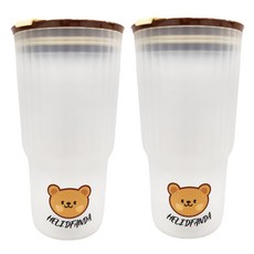 OMORY 雙飲Bear奶茶杯, 奶茶色, 650ml, 2個