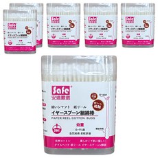 Safe 安適嚴選 幼童細紙軸掏耳棉棒 天然純棉柔軟舒適 6-11歲適用, 200支, 6盒