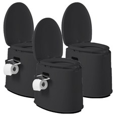 Dearmomo 老人露營移動式便攜馬桶, 黑色, 3個