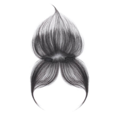 C型全真髮八字瀏海假髮片, 自然黑, 1組