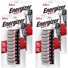 Energizer 勁量 鹼性電池Max AA電池 LR06, 4個, 18入