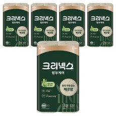 크리넥스 3겹 밤부케어 천연펄프 화장지, 25m, 12롤, 5개