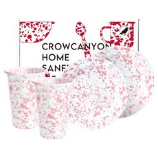 크로우캐년홈 마블 라인 식기세트 4p, 핑크, 플랫플레이트(2P) + 텀블러(2P), 1세트