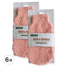 데일리 컬러풀 각질 케어 목욕장갑, 핑크, 6개, 1개입