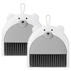 모나코올리브 미니 빗자루 세트 곰자루, 화이트, 2세트