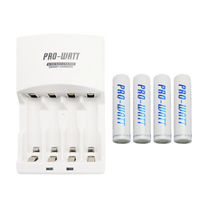 PRO-WATT 華志 低自放電鎳氫電池充電組 3號 PW-1236-20 充電器 + 電池 x 4顆, 1組