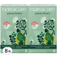 natracare 英國奈卡 衛生護墊, 30片, 8盒, 曲線型(16cm)