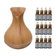 花瓶香氛水氧機+12瓶精油 300ml 7 LED色彩選項, CAAD0046AS4, 淺色木紋