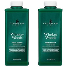 Clubman 威士忌森林爽身粉 乾爽控油 散發成熟男士魅力, 255g, 2瓶