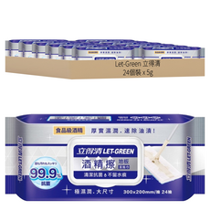 Let-Green 立得清 酒精擦地板濕拖巾24抽, 24包, 1入