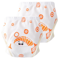 加厚6層學習褲/尿布褲 16~21kg 2件, 蝦子壽司 白色, 1組