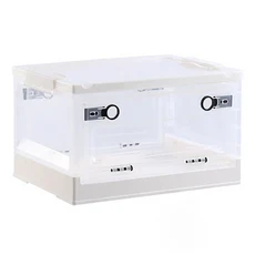 摺疊側開收納箱, 白色, 1個