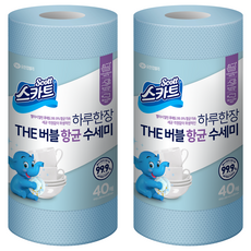 스카트 하루한장 THE 버블 항균 수세미, 스카이블루, 40개입, 2개