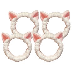 아이코어스 고양이 귀 야옹이 세안밴드, 아이보리, 4개