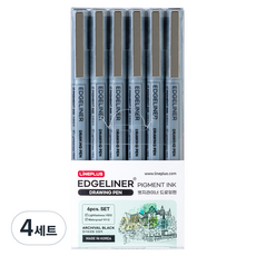 라인플러스 엣지라이너 드로잉펜 6종 세트 0.5mm, 흑색, 4세트