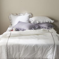 블랑뷰 히아신스 스노우시어서커 여름이불 스프레드 + 베개커버 + 패드 세트, 화이트