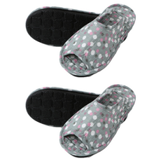KiKiDi 女士療癒墊室內鞋, 灰底圓點, 2組