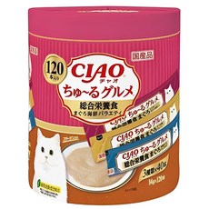 INABA CIAO 啾嚕肉泥 綜合營養食 14g*120入, 鮪魚綜合海鮮, 1.68kg, 1桶