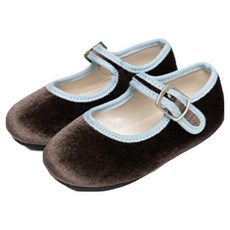 LA STELLA 女童絲絨瑪莉珍平底公主鞋