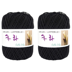 카라 뜨개실 코마면 20수, 12 블랙, 2개 12 블랙, 2개