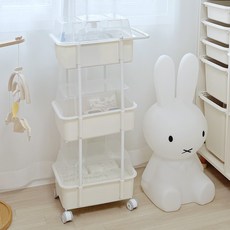 플라팜 2세대 코코맘 3단 캡형 기저귀정리 이동식 트롤리, 아이보리, 1개