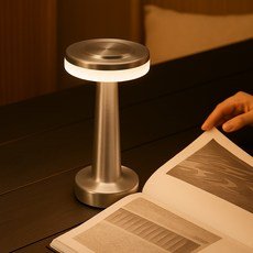 루아즈 충전식 LED 탁상 침실 무드등, 실버