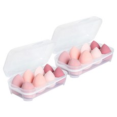 A-ble B1754 彩妝氣墊粉撲 4款 x 2入 + 收納盒, 2套, 粉紅色