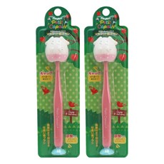 Petit Copain 動物王國吸盤牙刷 可站立 可愛動物牙刷 白狗, 1入, 2支