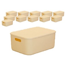 올유리빙 팬트리 리빙박스 수납 정리함 뚜껑형, 크림, 중형(27 x 27 x 17 cm), 12개