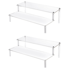 收納部屋 30cm 雙層 透明色 穩固公仔展示架, 2個